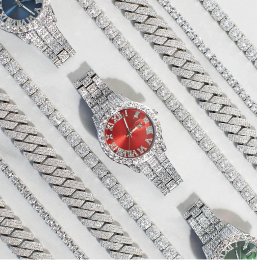 Men's Ruby Numeral Dial Moissanite Watch