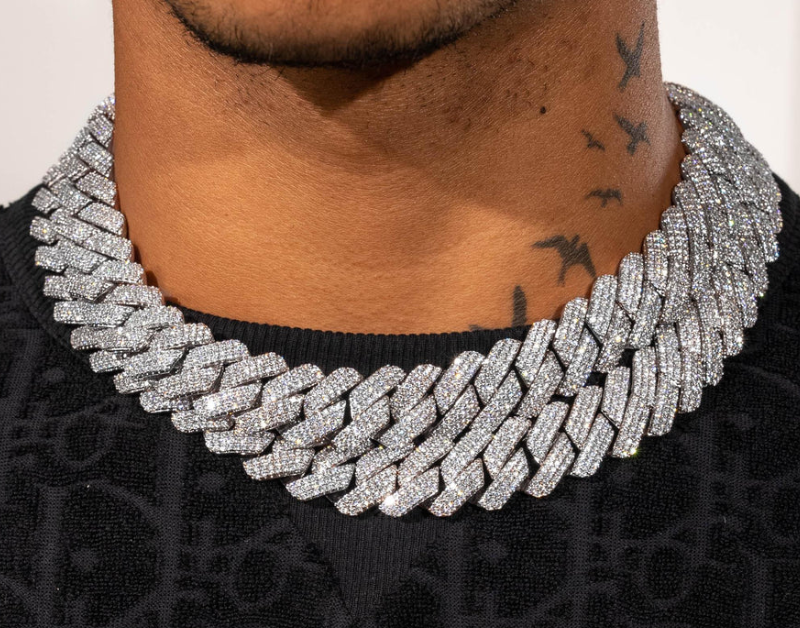 20mm Monaco Chain - White Gold