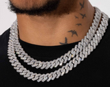 14mm Monaco Chain - White Gold