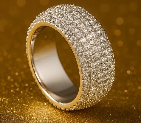 IGI Diamond 5 Row Paved Ring - 925 Silver - D Color - VVS1