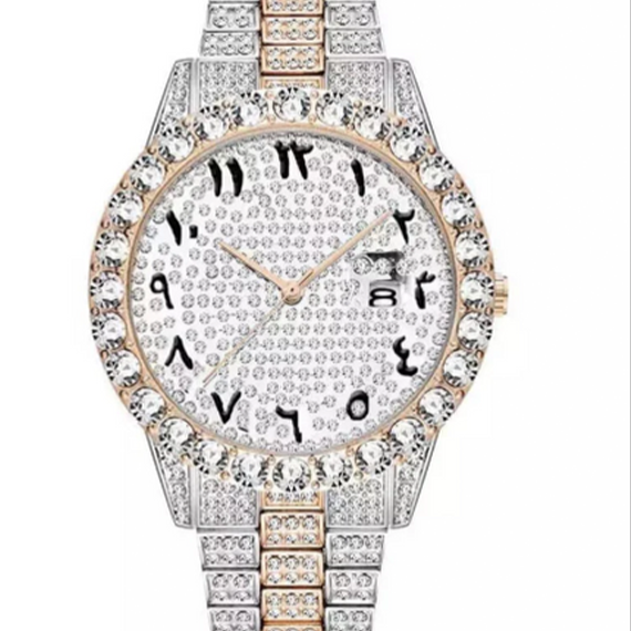 Arabic Dial Moissanite Watch - Two Tone
