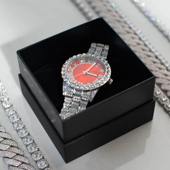 Men's Ruby Numeral Dial Moissanite Watch